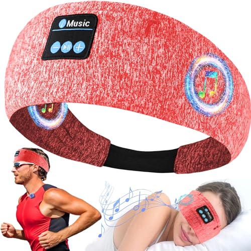 ZONSUSE 3-in-1 Schlafkopfhörer Bluetooth, Stirnband Kopfhörer Bluetooth, Schlafmaske mit Kopfhörern, Atmungsaktiv Anpassbar für Sport Joggen Yoga Schlaflosigkeit Seitenschlafen Meditation (Rosa) von ZONSUSE