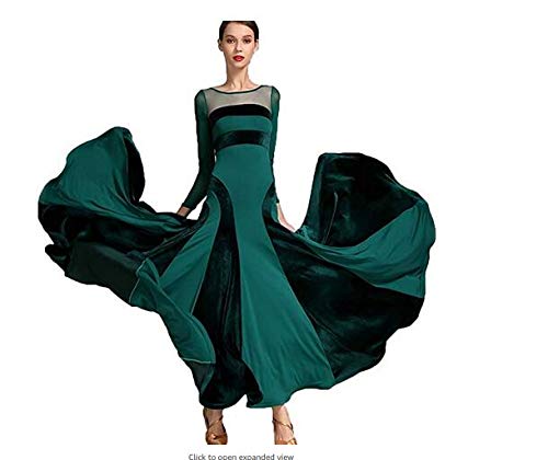 ZYLL Frauen moderner Walzer Tango Tanzen Kleidung Modern Dance Dress nationalen Standard Kleid Ballsaal Wettbewerb Kleid der Frauen,Grün,S von ZYLL
