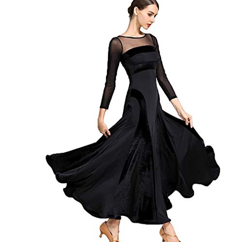ZYLL Frauen moderner Walzer Tango Tanzen Kleidung Modern Dance Dress nationalen Standard Kleid Ballsaal Wettbewerb Kleid der Frauen,Schwarz,XL von ZYLL