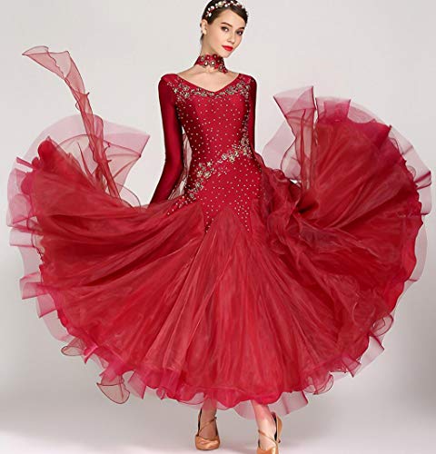 ZYLL Gesellschaftstanz Kleider Gesellschaftskostüm Wiener Walzer Kleid Langes Gesellschaftskleid Spanisches Standardkleid Tango Kostüme,3,XL von ZYLL