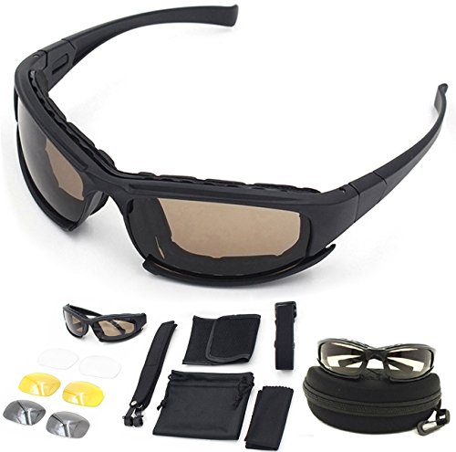 DAISY X7 Army Polarized Sonnenbrille, Militärbrille 4 Tactical Goggle Lens Kit Blocking Blendung, UV Blocking Schwarz (Schwarz) von ZoliTime