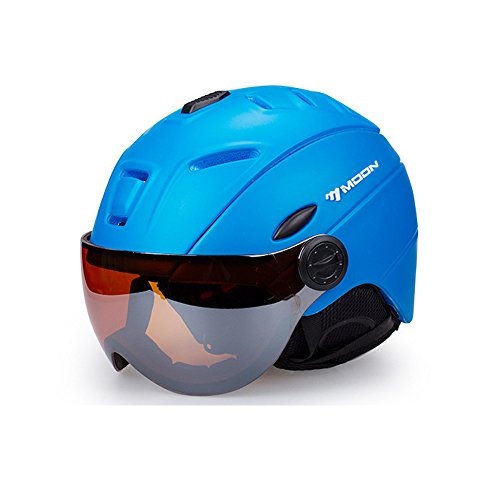 ZoliTime 2-in-1 Skihelm + Brille Snowboard integrierte Männer und Frauen Schutzausrüstung Skibrille (L, blau) von ZoliTime