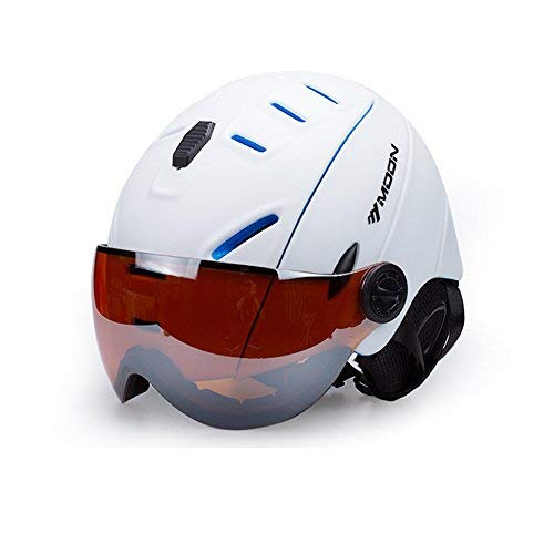 ZoliTime 2-in-1 Skihelm + Brille Snowboard integrierte Männer und Frauen Schutzausrüstung Skibrille (M, weiß) von ZoliTime