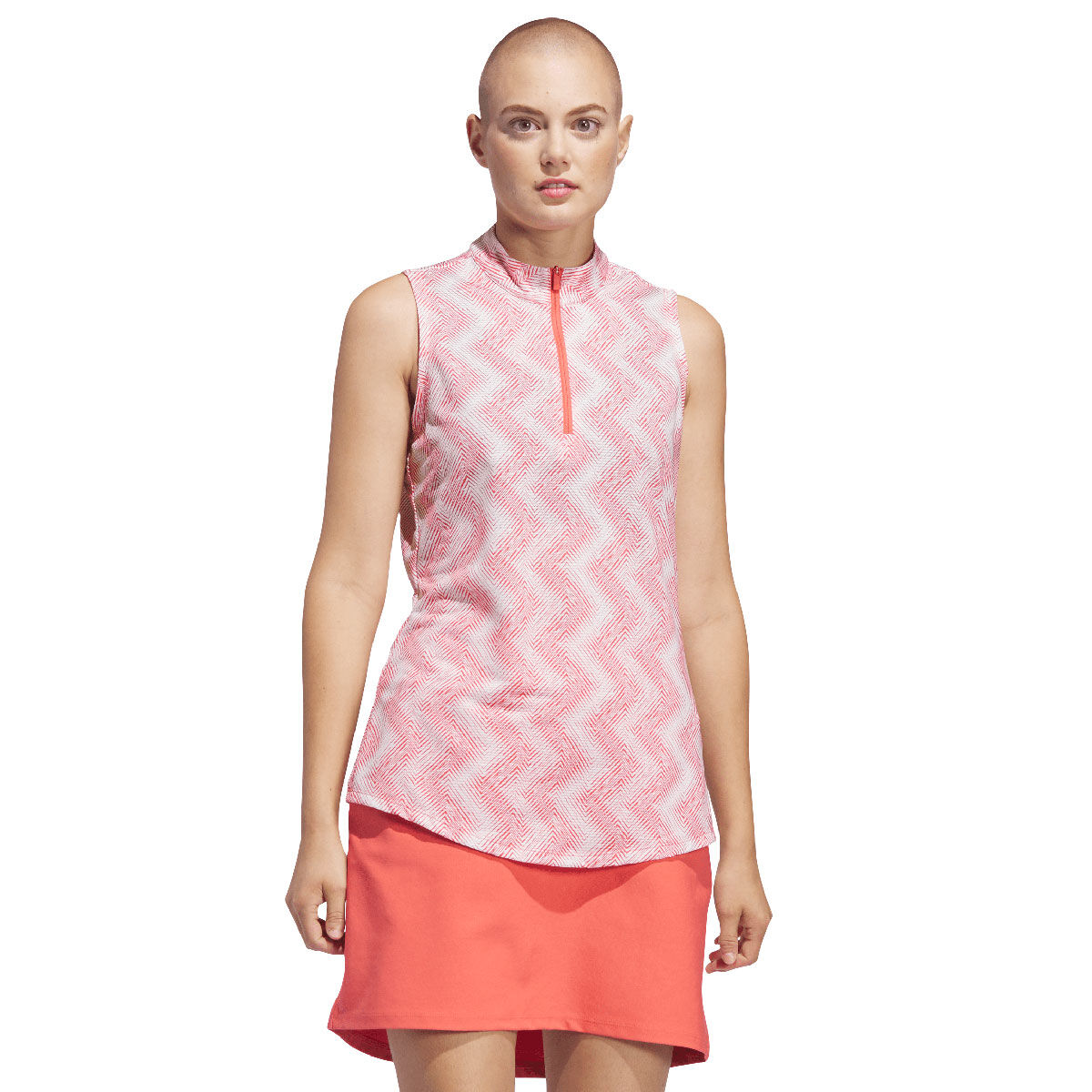adidas Womens Ultimate365 Ottoman Print Sleeveless Golf Polo Shirt, Female, Preloved scarlet, Xs | American Golf von adidas Golf
