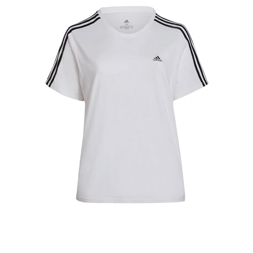Adidas, Loungewear Essentials Slim 3-Stripes, T-Shirt, Weiß Schwarz, 2X, Frau von adidas