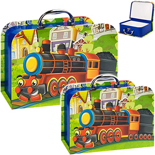 alles-meine.de GmbH Koffer/Kinderkoffer - GROß - lustige Dampflok/Eisenbahn - 27 cm - ideal für Spielzeug und als Geldgeschenk - Mädchen & Jungen - Pappkoffer - Puppenkoffer .. von alles-meine.de GmbH