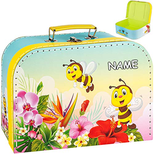 alles-meine.de GmbH Koffer/Kinderkoffer - Motivwahl - GROß - süße Biene & Blumen - inkl. Name - 29 cm - ideal für Spielzeug und als Geldgeschenk - Pappkoffer - Puppenkoffer - K.. von alles-meine.de GmbH