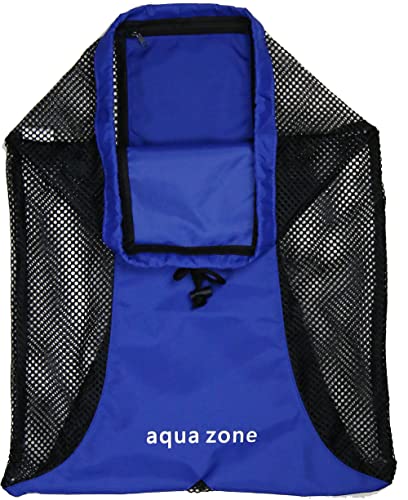 Ausrüstungstaschen Netztasche zum Schwimmen Tauchen Kordelzug Schwimmtraining Taschen Sport Gym Gear Net Rucksack (blau, 23 x 18) von aqua zone