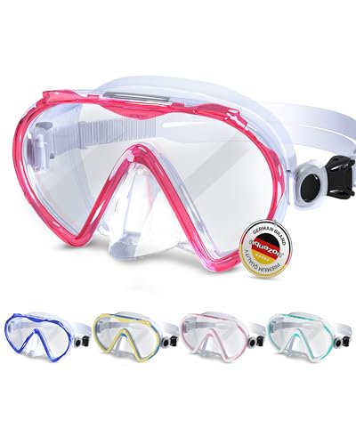 AQUAZON Beach Taucherbrille-besonders bequemes Silikon-inkl. Netztasche-Schwimmbrille mit extra temperiertem Glas für glasklare Sicht-Kinder 7-12 Jahre, Erwachsene von aquazon