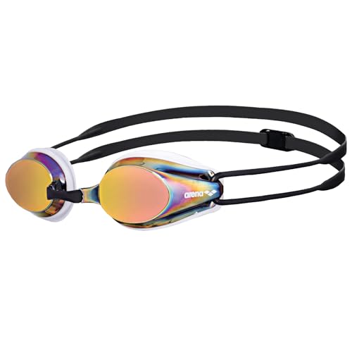 arena Tracks Mirror Anti-Fog Wettkampf Schwimmbrille Unisex für Erwachsene, Schwimmbrille mit verspiegelten Gläsern, UV-Schutz, 4 Austauschbare Nasenstege, Silikon Dichtungen von ARENA