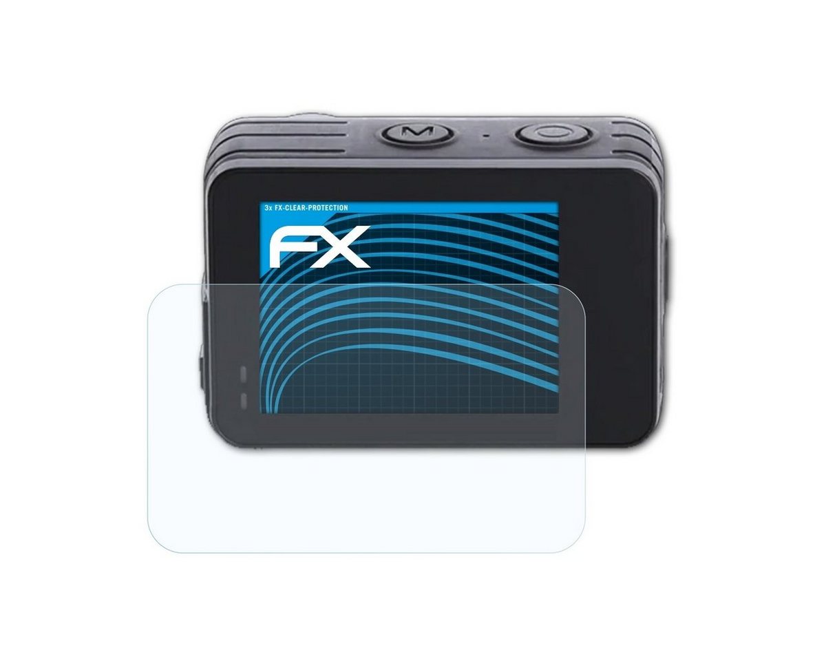 atFoliX Schutzfolie Displayschutz für Rollei Actioncam 10S Plus, (3 Folien), Ultraklar und hartbeschichtet von atFoliX