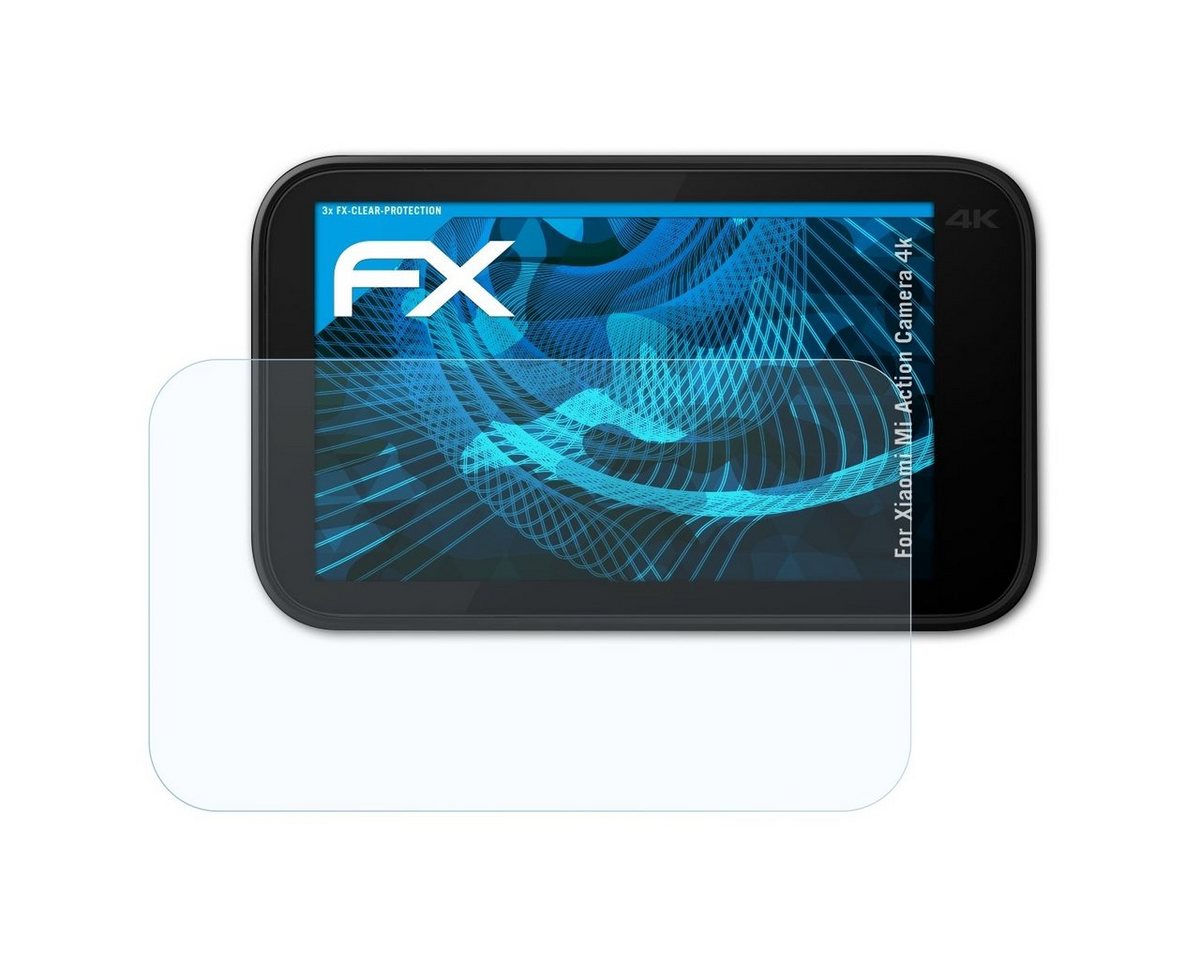 atFoliX Schutzfolie Displayschutz für Xiaomi Mi Action Camera 4k, (3 Folien), Ultraklar und hartbeschichtet von atFoliX