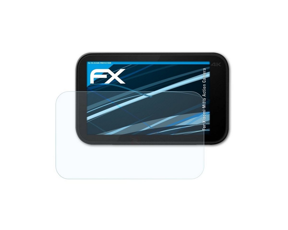 atFoliX Schutzfolie Displayschutz für Xiaomi MiJia Action Camera, (3 Folien), Ultraklar und hartbeschichtet von atFoliX