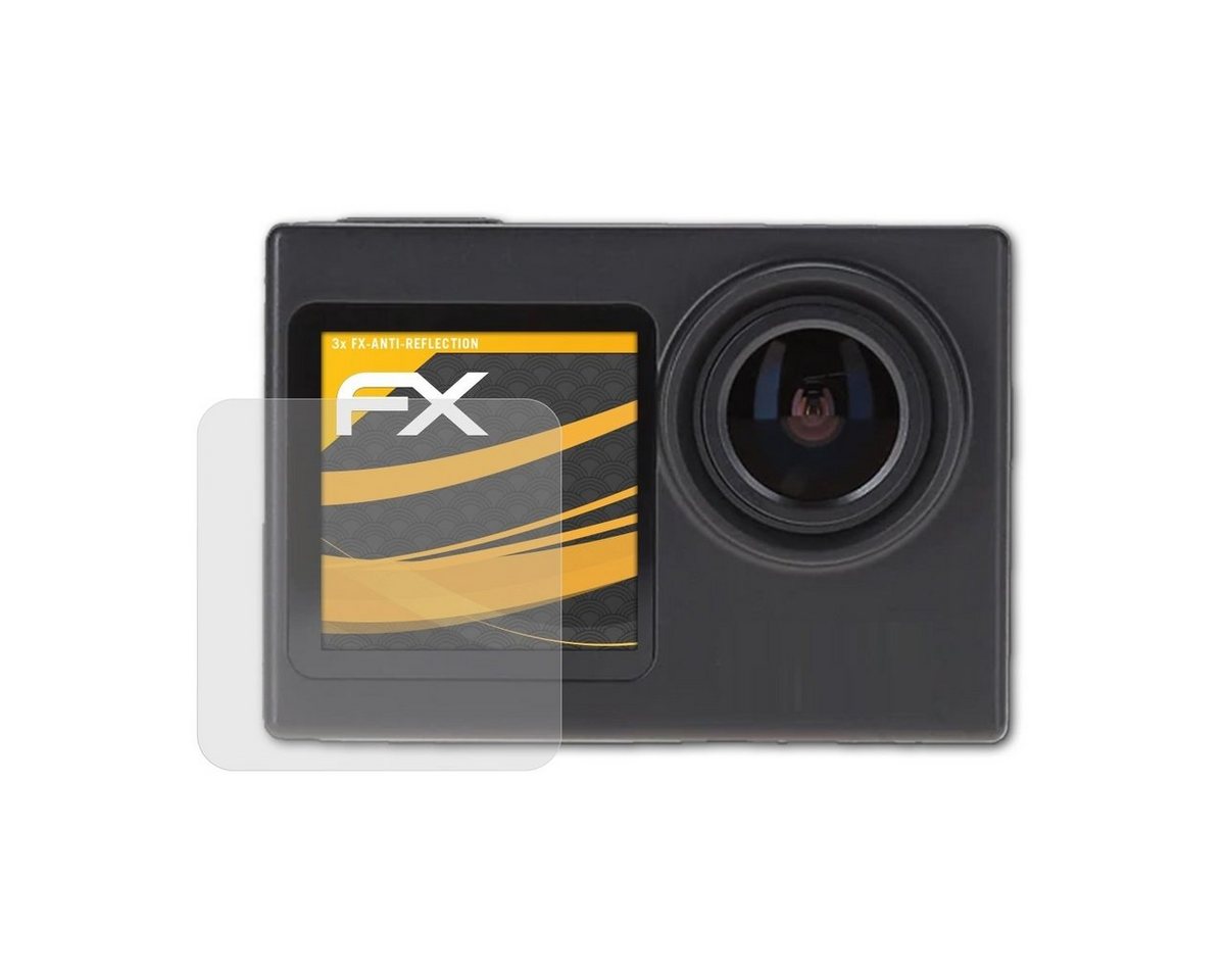 atFoliX Schutzfolie für Rollei Actioncam 7S Plus, (3 Folien), Entspiegelnd und stoßdämpfend von atFoliX