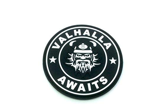 Patch Nation Valhalla Awaits Wikinger Schwarz PVC Airsoft Paintball Klett Emblem Abzeichen von awesafe
