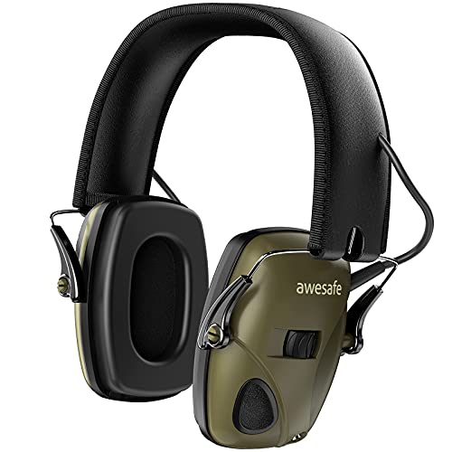 awesafe Elektronischer Schieß-Ohrenschützer, GF01 Lärmminderung Klangverstärkung Elektronischer Gehörschutz, Gehörschutz, NRR 22 dB, Ideal zum Schießen und Jagen (Grün) von awesafe