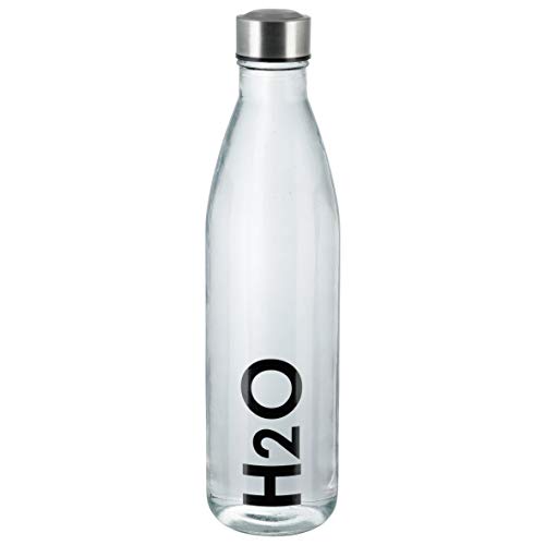 axentia Unisex – Erwachsene Wasserflasche Trinkflasche aus Glas, transparent, 1 l von axentia