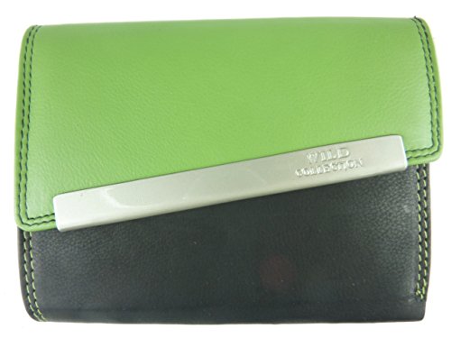 Damen Echt-Leder Geldbörse, Portemonnaie in vielen Farben, Women Purse 12,5x10x3cm (grün schwarz) von bags & more