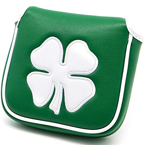 barudan golf Lucky Clover Heel Shaft Putter Cover Square Mallet Putter Headcover Magnetic for Scotty Cameron 6M DB Taylormade Spider S Ping Green PU Leather Made for Golfer Men von barudan golf
