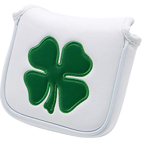 barudan golf Lucky Shamrock Heel Shaft Mallet Cover Square Mallet Putter Cover Magnetic for Scotty Cameron 6M DB Taylormade Spider S Ping White PU Leather Made for Golfer Men von barudan golf