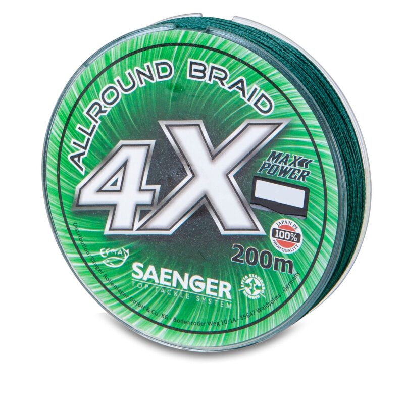 SÄNGER 4 X Allround Braid 0,3mm 28,8kg 200m Dark Green (0,04 € pro 1 m)