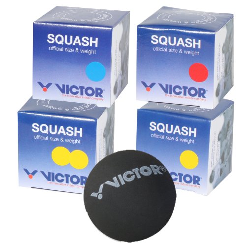 Victor Squashbälle Mix 1x doppelgelb 1x gelb 1x rot 1x blau Squashball