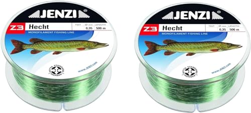 Set: 2 Spulen Zielfischschnur, Hecht 0,35mm, 8,1kg, 2 x500m (1000 Meter), Angelschnur, monofil Z3 + gratis Petri Heil! Aufkleber von blntackle76