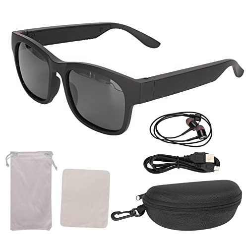 Intelligente Sonnenbrille, Kabellose Stereo-Bluetooth-Sonnenbrille, Schwarze Rahmen, Geräuschunterdrückende, Intelligente Sonnenbrille mit Kopfhörer Zum Radfahren, Laufen, Fahren,(Zauber schwarz) von ciciglow