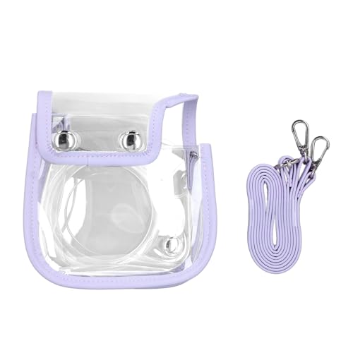ciciglow Kamera-Schutzhülle, für Instax 12 Kamera, PU-Leder, Transparente Kamera-Tragetasche mit Verstellbarem Schultergurt, Abnehmbarer Deckel, Kamera-Schutzhülle (Purple) von ciciglow