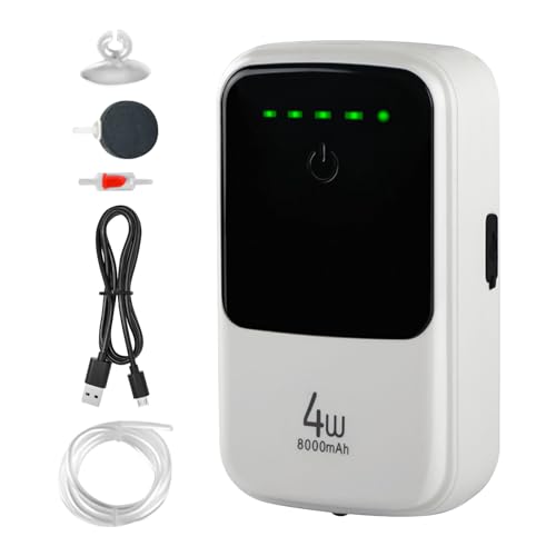 Tragbare USB-Aquarium-Luftpumpe, 4 W, 8000 mAh, USB-Sauerstoff-Luftpumpe, wiederaufladbar, ultra-leise, Luftbelüfterpumpe für Innenaquarien von cimsfcor