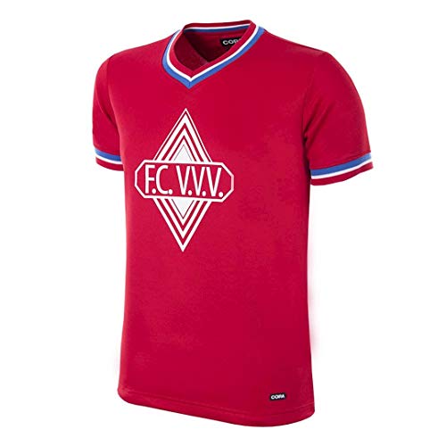 copa Herren FC VVV 1978-79 Football Retro Fußball V-Ausschnitt T-Shirt, rot, S von copa
