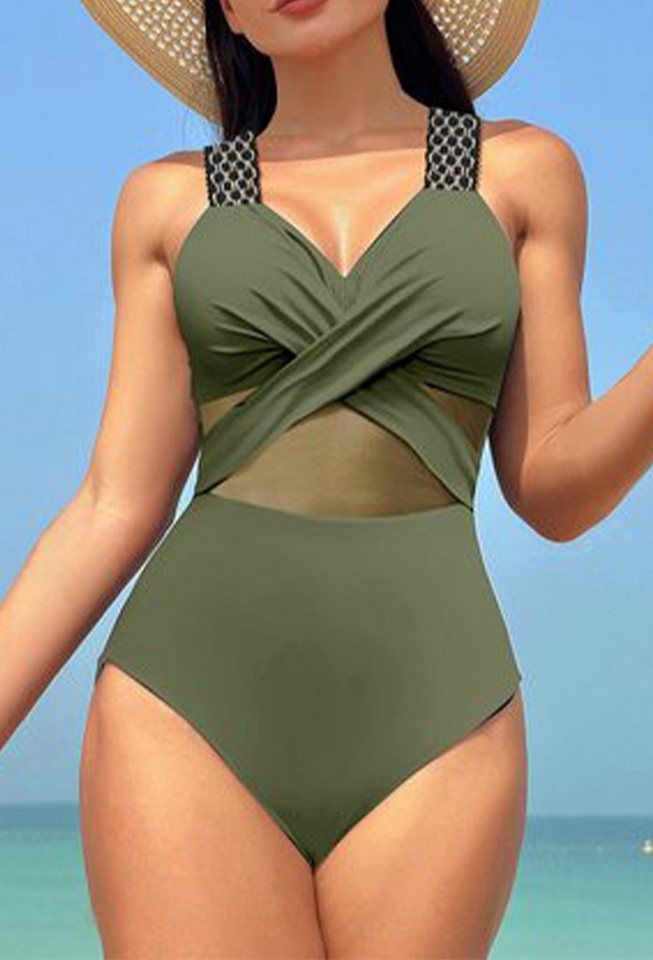 HOTDUCK Monokini Einteiliger Badeanzug für Damen, geflochtene Träger mit V-Ausschnitt von HOTDUCK