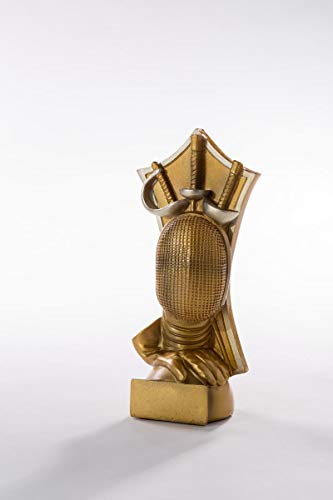 eberin · Fechten-Pokal, Resinfigur Fechten, Gold, mit Wunschtext, Größe 19 cm von eberin
