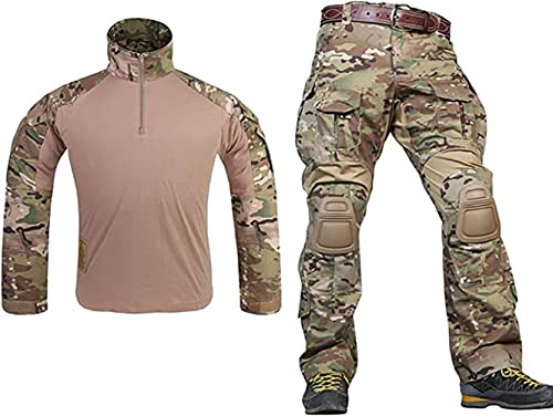 EMERSONGEAR Gen3 Uniform, Militär-Painball-Anzug, Armee-Airsoft-Kampf-BDU-Hosen-Shirts mit Knieschützern (Multicam, Größe XL) von emersongear