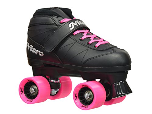 Epic Skates Unisex-Erwachsene Super Nitro In-und Outdoor Quad Speed Rollschuhe, schwarz/pink, Adult 8 von Epic Skates