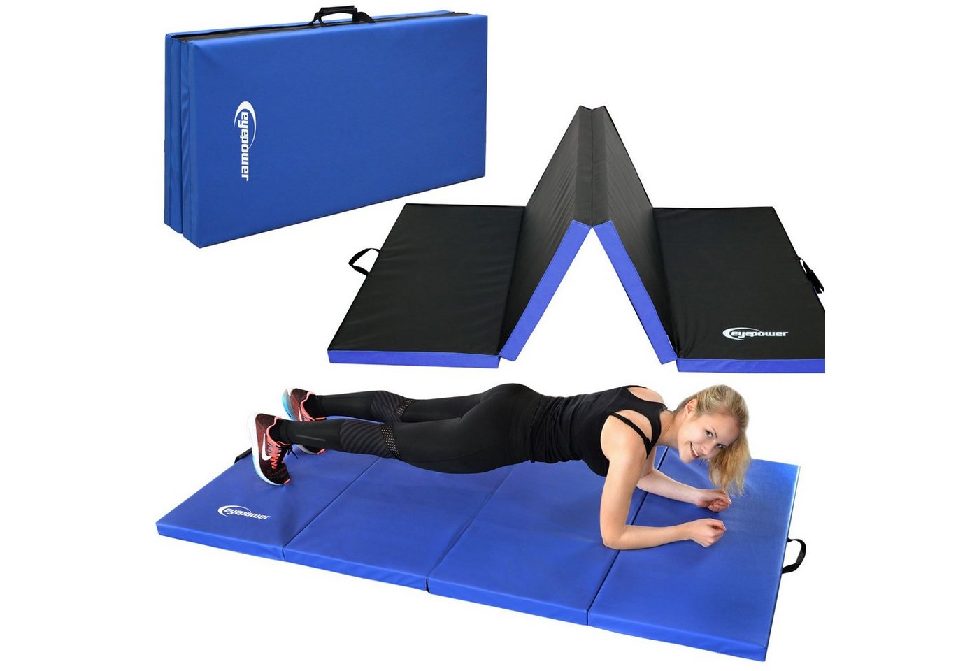 eyepower Fitnessmatte XL Weichbodenmatte 200x100x5cm Faltbare Turnmatte, Weichbodenmatte blau von eyepower