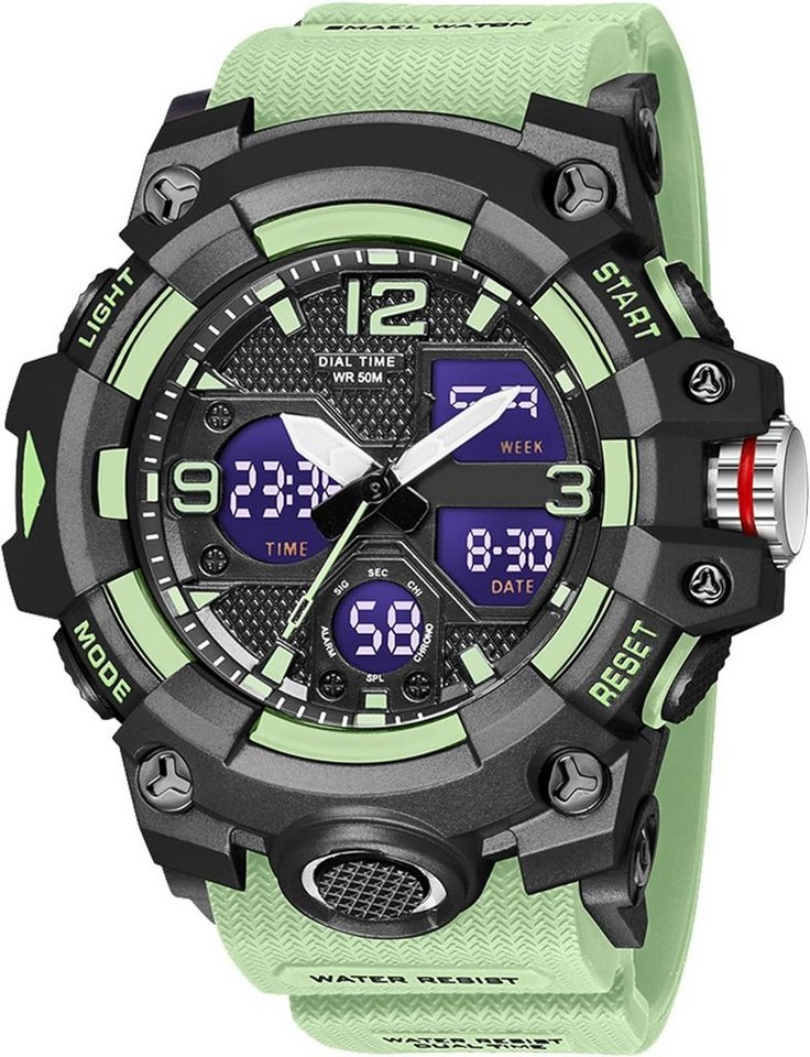 findtime Digitale Herren's Militär Sport Watch (2,2 Zoll), 5ATM Wasserdicht Outdoor mit Licht Alarm Kalender Stoppuhr für Männer von findtime