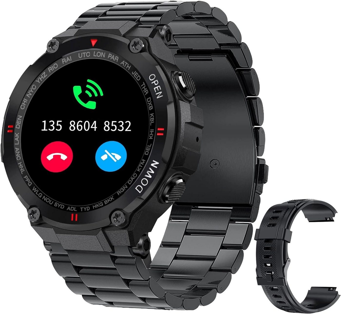 findtime Sportuhr für Männer Militär Smartwatch (Andriod iOS), mit Telefonieren Fitness Herren Outdoor Tactical Herzfrequenzmesser von findtime