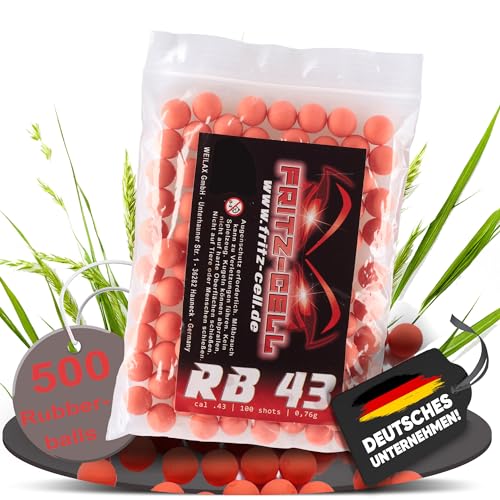 500 x RB Cal.43 orange Rubberball Gummigeschosse Fritz-Cell kompatibel mit T4E HDR50 / HDP5 von fritz-cell