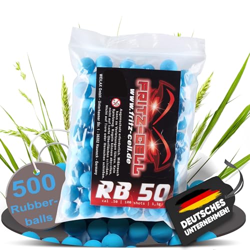500 x RB Cal.50 blau Rubberball Gummigeschosse Fritz-Cell kompatibel mit T4E HDR50 / HDP5 von fritz-cell