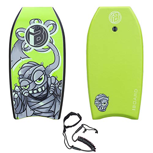 iBOARD Bodyboard 41 inch, Grünes, Leichtes Bodyboard mit EPS-Bezug, Premium-Leine und Handschlaufe, Surfen für Kinder und Erwachsene von iBOARD