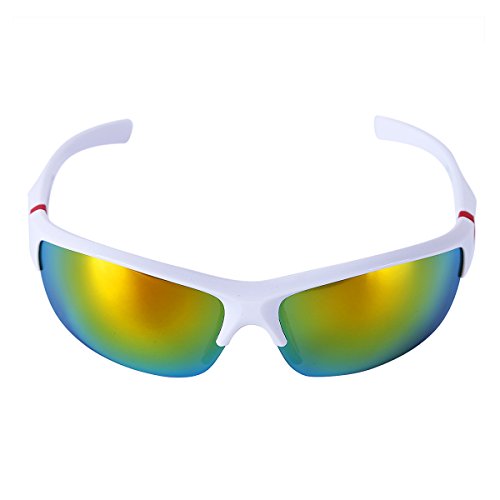iixpin Sport Sonnenbrille Polarisiert UV400 Schutz Sportbrille Fahrradbrille für Herren und Damen Autofahren Laufen Radfahren Outdoor Weiß & Bunt One_Size von iixpin