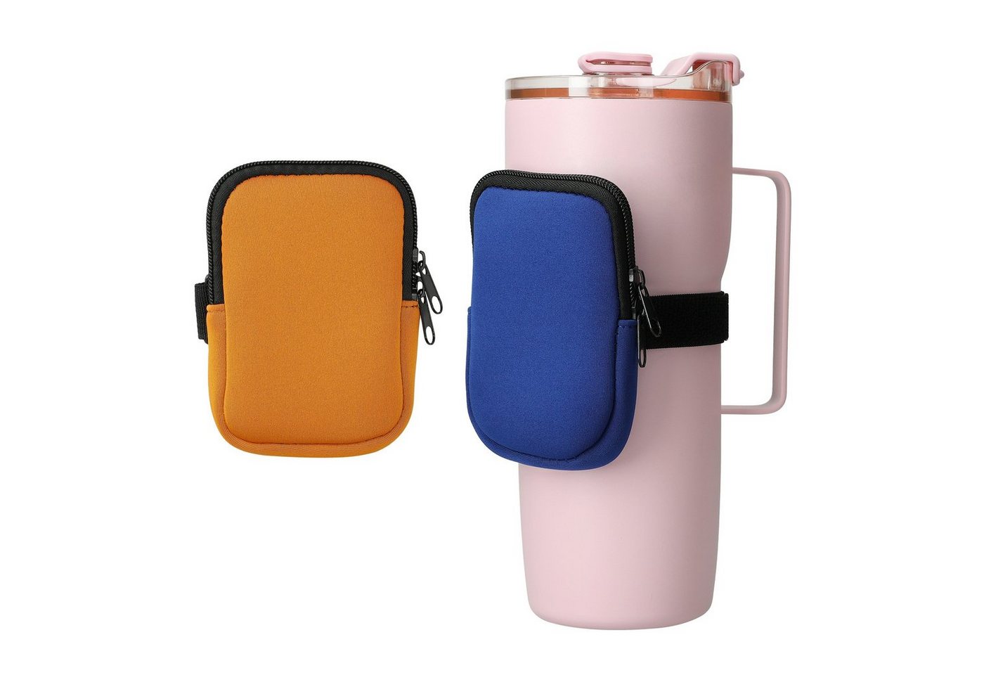 kwmobile Sleeve 2x Tasche für Tumbler Trinkflasche - Tragetasche für Wasserflaschen, Kleine Schutztasche mit Reißverschluss und Gummiband von kwmobile