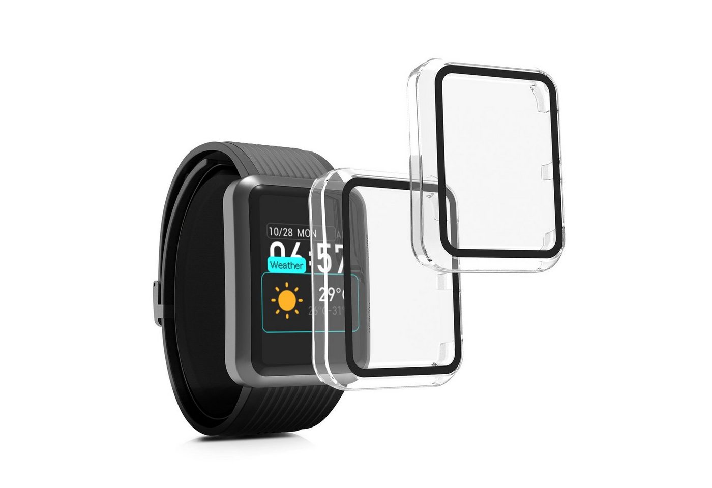 kwmobile Smartwatch-Hülle 2x Hülle für Huawei Watch D, Fullbody Fitnesstracker Glas Cover Case Schutzhülle Set von kwmobile