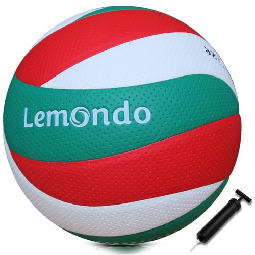 lemondo Volleyball Wasserfest Beachvolleyball mit Pumpe Rot-Grün-Weiss Langlebiger PU Volleyball Outdoor Indoor Strand Garten… von lemondo