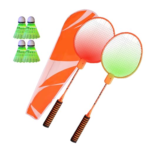 Leryveo LED-leuchtende Badmintonschläger,Leuchtende Badmintonschläger-Set - Trainings-LED-Badmintonschläger | Nylon-Badmintonschläger-Set mit farbenfrohen, leuchtenden LED-Badminton-Federbällen für von leryveo