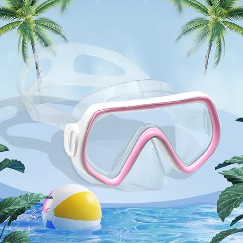 mizikuu Taucherbrille Kinder, 4-12 Jahre 180°Panorama Schwimmbrille für Jungen Mädchen Tauchmaske mit Verstellbares Silikonband Schnorchelbrille Anti Nebel Anti-Leck UV Schutz von mizikuu