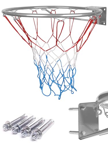 molti Basketballkorb Wandmontage Ø 45 cm / 37cm | Basketballring Basketball mit Netz und Befestigungsschrauben | Outdoor & Indoor (Silber, 45cm) von molti
