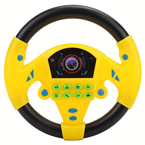 Lenkrad-Spielzeug, Auto-Co-Pilot, simuliertes Fahren, Lenkrad-Spielzeug mit Licht und Musik, frühe pädagogische Geschenke für Kinder(Gelb) von mumisuto