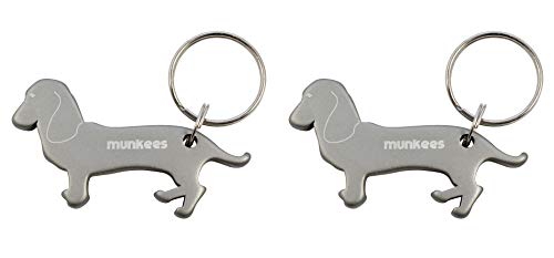 munkees 2 x Schlüsselanhänger Dackel-Anhänger Hunde-Figur Flaschenöffner, Silber, Doppelpack, 345219 von munkees